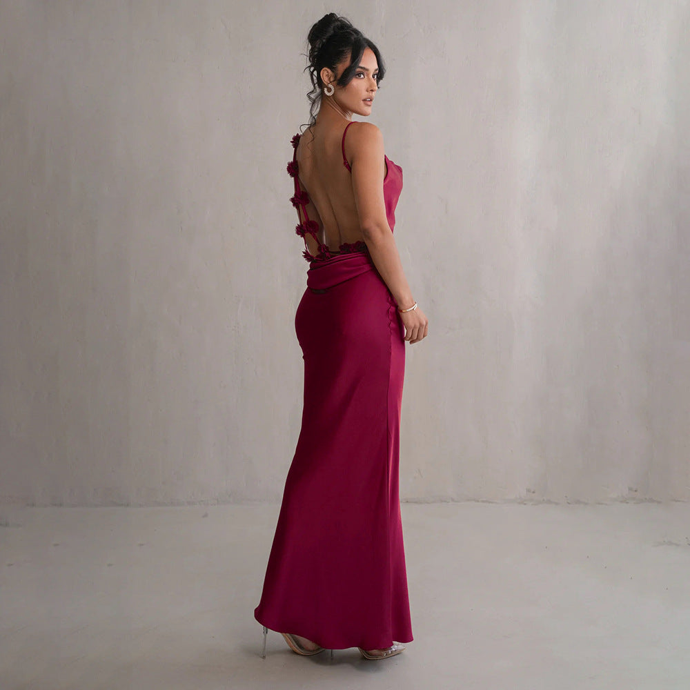 Flower Backless Sling Dress