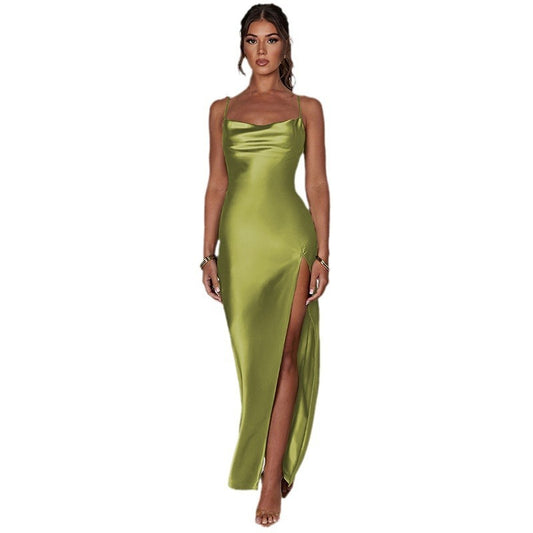 Backless Slim-fit Slit Sling Dress