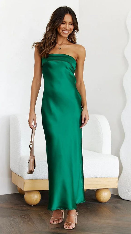 Tube Top Silky Long Dress