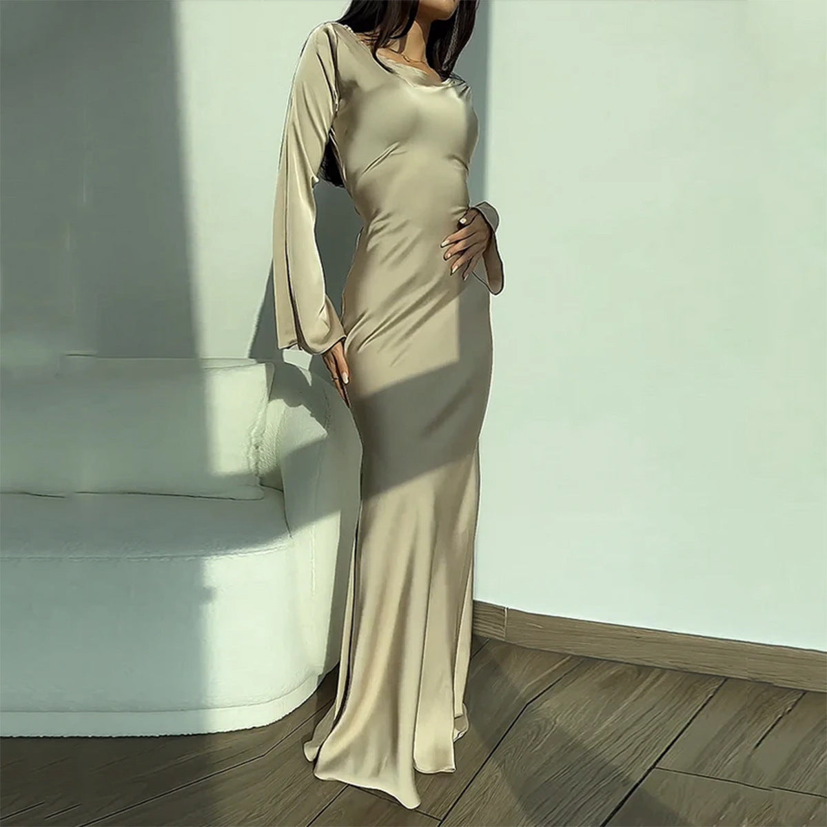 Round Neck Long Sleeved Dress