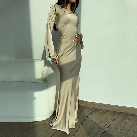 Round Neck Long Sleeved Dress
