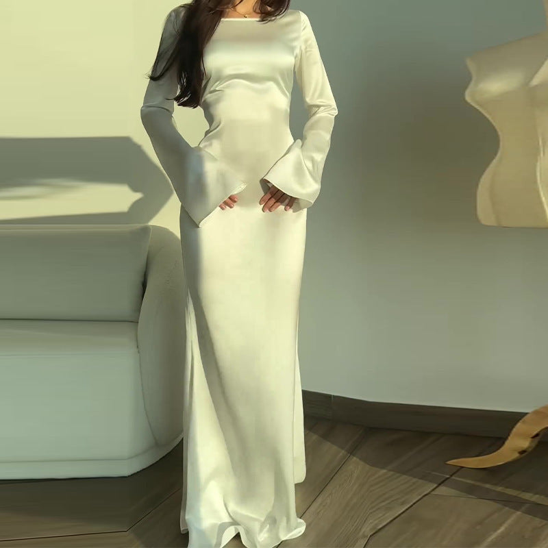 Round Neck Long Sleeved Dress