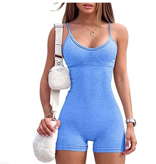 Thin-Strap Shorts Jumpsuit